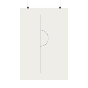 Meridian minimalist line art print by Lineal Prints — One black vertical line, one deep-blue half circle. Nothing more was needed (artwork)